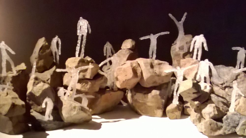 Lighted people, lost in climbing 